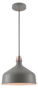Ryde 1 Light Medium Ceiling Pendant In Sand Grey, Copper And White - Dia: 300mm