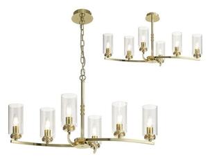 Benz 6 Light Semi Flush Ceiling Light In Polished Gold With Clear Glass