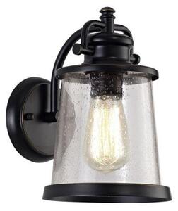 Oslo 1 Light Exterior Wall Light In Black Gold And Clear Glass