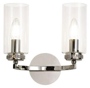 Benz 2 Light Wall Light In Polished Nickel With Clear Glass