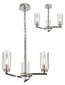 Benz 3 Light Semi Flush Ceiling Light In Polished Nickel With Clear Glass