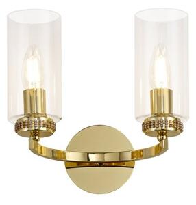 Benz 2 Light Wall Light In Polished Gold With Clear Glass