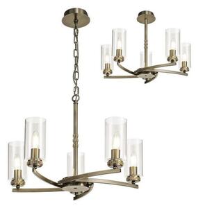 Benz 5 Light Semi Flush Ceiling Light In Antique Brass With Clear Glass