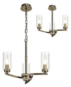 Benz 3 Light Semi Flush Ceiling Light In Antique Brass With Clear Glass