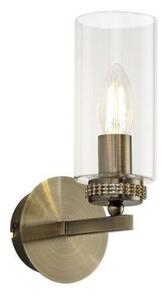 Benz 1 Light Wall Light In Antique Brass With Clear Glass