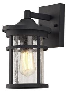 Horton 1 Light Exterior Wall Light In Black With Crackled Clear Glass