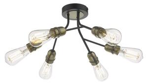 Dar REM0654 Remy 6 Light Semi Flush Ceiling Light In Black And Antique Brass
