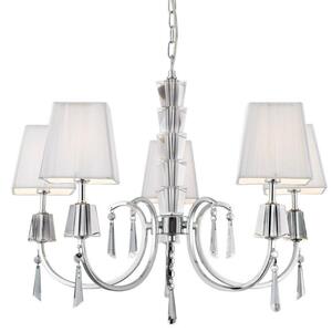 Searchlight 6885-5CC Portico Chrome 5 Light Ceiling Pendant Light