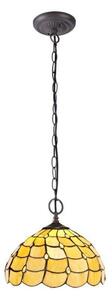 Origin 2 Light Ceiling Pendant With 300mm Beige, Clear, Black And Gold Tiffany Shade