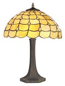 Origin 1 Light Octagonal Table Lamp With 400mm Beige, Clear, Black And Gold Tiffany Shade