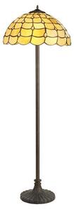 Origin 2 Light Stepped Floor Light With 400mm Beige, Clear, Black And Gold Tiffany Shade