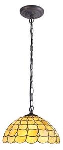 Origin 1 Light Ceiling Pendant With 300mm Beige, Clear, Black And Gold Tiffany Shade