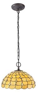 Origin 2 Light Ceiling Pendant With 500mm Beige, Clear, Black And Gold Tiffany Shade
