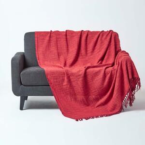 Nirvana Slub Cotton Burnt Orange / Terracotta Throw, 150 x 200 cm