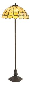 Origin 2 Light Octagonal Floor Light With 400mm Beige, Clear, Black And Gold Tiffany Shade