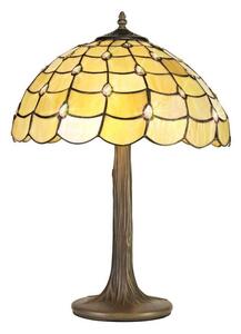 Origin 1 Light Tree Table Lamp With 400mm Beige, Clear, Black And Gold Tiffany Shade