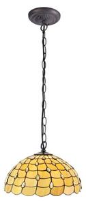 Origin 1 Light Ceiling Pendant With 500mm Beige, Clear, Black And Gold Tiffany Shade