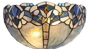 Meccha 2 Light Wall Light With 300mm Blue, Clear And Black Tiffany Shade