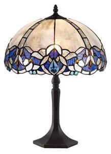 Meccha 1 Light Octagonal Table Lamp With 300mm Blue, Clear And Black Tiffany Shade