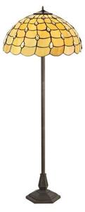 Origin 2 Light Octagonal Floor Light With 500mm Beige, Clear, Black And Gold Tiffany Shade