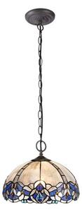 Meccha 2 Light Ceiling Pendant With 300mm Blue, Clear And Black Tiffany Shade