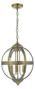 Dar VAN0375 Vanessa 3 Light Ceiling Lantern In Antique Brass And Clear Glass