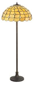 Origin 2 Light Stepped Floor Light With 500mm Beige, Clear, Black And Gold Tiffany Shade