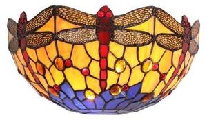 Bokmaal 2 Light Wall Light With Orange, Blue And Black Tiffany Shade