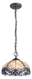 Meccha 3 Light Ceiling Pendant With 300mm Blue, Clear And Black Tiffany Shade