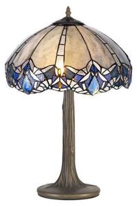 Meccha 2 Light Tree Table Lamp With 400mm Blue, Clear And Black Tiffany Shade