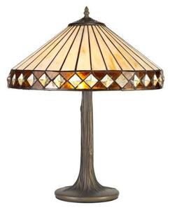 Cognac 1 Light Tree Table Lamp With 400mm Amber, Cream And Black Shade