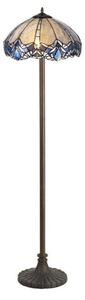 Meccha 2 Light Stepped Floor Light With 400mm Blue, Clear And Black Tiffany Shade
