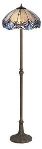 Meccha 2 Light Leaf Floor Light With 400mm Blue, Clear And Black Tiffany Shade