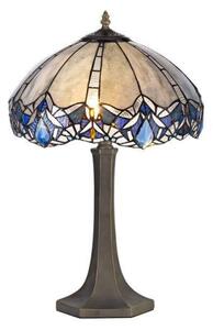 Meccha 2 Light Ogtagonal Table Lamp With 400mm Blue, Clear And Black Tiffany Shade