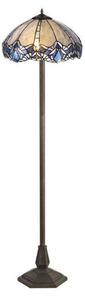 Meccha 2 Light Octagonal Floor Light With 400mm Blue, Clear And Black Tiffany Shade