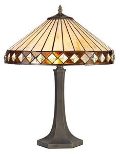 Cognac 1 Light Octagonal Table Lamp With 400mm Amber, Cream And Black Shade