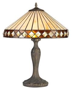 Cognac 1 Light Curved Table Lamp With 400mm Amber, Cream And Black Shade