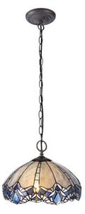 Meccha 2 Light Ceiling Pendant With 400mm Blue, Clear And Black Tiffany Shade