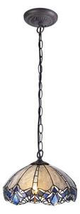 Meccha 1 Light Ceiling Pendant With 400mm Blue, Clear And Black Tiffany Shade