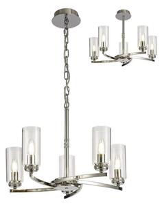 Benz 5 Light Semi Flush Ceiling Light In Polished Nickel With Clear Glass