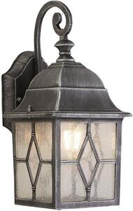 Traditional Outdoor Wall Light in Black Silver With Leaded Style Cathedral Glass