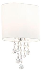 Searchlight 1051-1CC Nina 1 Light Wall Lamp Glass And Fabric Shade