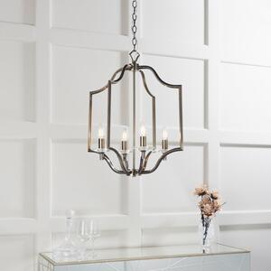 Endon 81916 Lainey 4 Light Ceiling Pendant In Antique Brass Plate And Clear Crystal