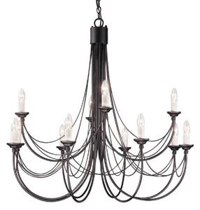Elstead CB12 BLACK Carisbrooke 12 Light Two Tier Multi-Arm Chandelier In Black - Fitting Only