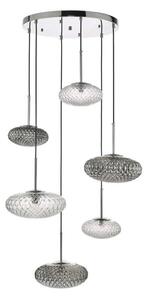 Dar BIB6450 Bibiana 6 Light Cluster Pendant In Polished Chrome With Clear Glass