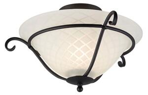 Elstead TCH/F Torchiere 1 Light Flush Ceiling Light In Black With Glass Shade