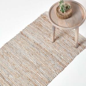 Homescapes Madras Leather Hemp Hall Runner Natural, 150 x 240 cm