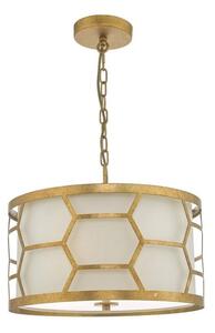 Dar EPS0312 Epstein 3 Light Ceiling Pendant In Gold With Ivory Linen Shade