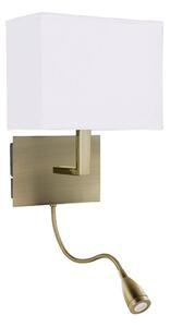 Searchlight 6519AB Antique Brass Wall Light With Shade And LED Reading Light