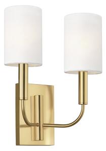 FE-BRIANNA2-BB Brianna 2 Light Wall Light In Burnished Brass With White Linen Shades